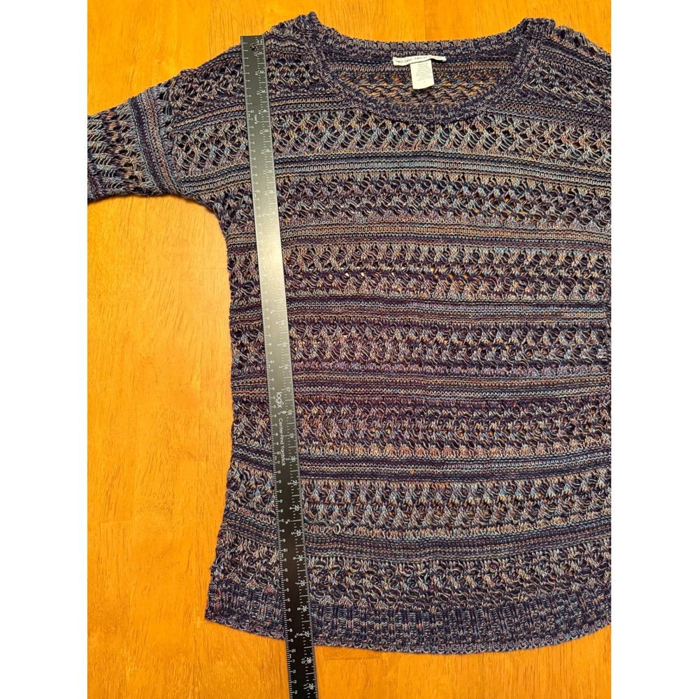 Two-One-Two New York Open Knit Space Dye Sweater Blue Purple Boho Large 414822 - Picture 6 of 6